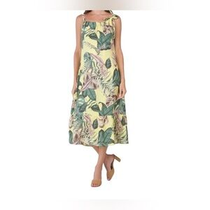 BELLA AMBRA.  .  Yellow Green Sleeveless Halter Sundress
